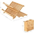 thumbnail image 2 of Dish Drying Rack with Utensil Holder, 3-Tier Large Collapsible Wooden Dish Drainer Rack, Folding Drying Holder Dish Drainer for Kitchen Counter, 2 of 14