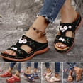 thumbnail image 2 of Leather Flower Embroidered Vintage Casual Soft footbed Orthopedic Arch-Support Sandals, 2 of 7