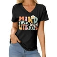 thumbnail image 1 of Camiseta de manga corta con cuello en V y estampado para mujer: top informal de verano con estampado floral, tejido suave y transpirable, varias tallas, 1 of 3