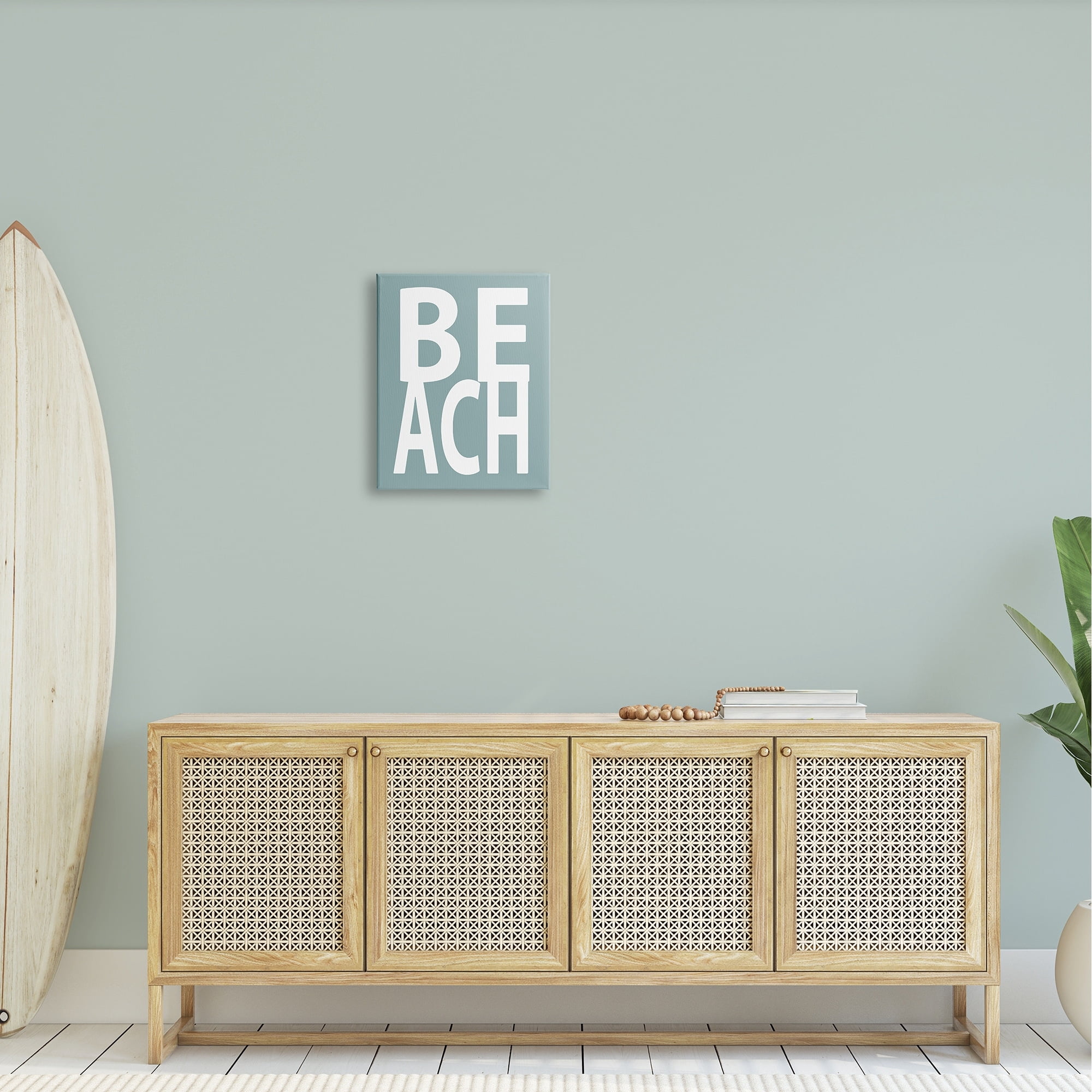 Stupell Beach Turquoise Text Phrase Landscape Painting Gallery Wrapped Canvas Print Wall Art