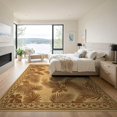 thumbnail image 3 of ODIKA Cream Frond Boho Foliage Interlocking Border Rectangular Beige Flowing Dynamic Foldable Easy Care for Master Suite, California King, Under Bed, 3 of 7