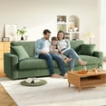 thumbnail image 5 of 100" Sofa Couch for Living Room,24" Extra Deep Seat Corduroy Sofa,Wide Arm,Comfy Upholstered Oversized Loveseat,2 Pillows,Green, 5 of 7