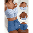 thumbnail image 3 of SHEWIN Swimsuit Womens High Waisted Bikini Sets for Women Floral Print Two Piece Tummy Control Swimwear Drawstring Shorts Bathing Suit, 3 of 7