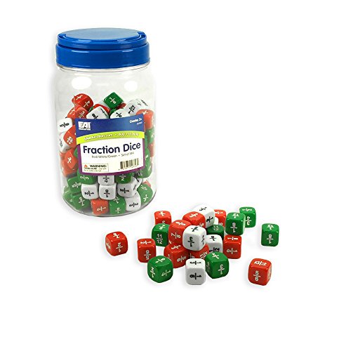 Dados de fracciones de EAI Education: rojo, blanco y verde - Juego de 144 EAI Education 0841971107561