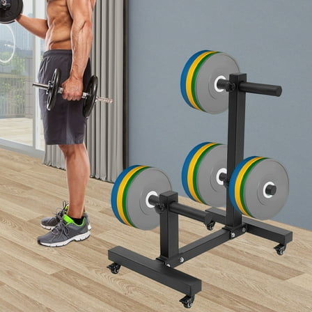 Weight Plate Rack Tree Weight Plate Storage W/Universial Wheels Weight Tree Rack