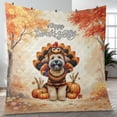 thumbnail image 4 of Happy Thanksgiving Soft Coated Wheaten Terrier Turkey Costume Pumpkins Autumn Leaves Quilt Blanket Wheatie Dog Lover Cozy Comforter Throw Blanket - 130144, 4 of 5