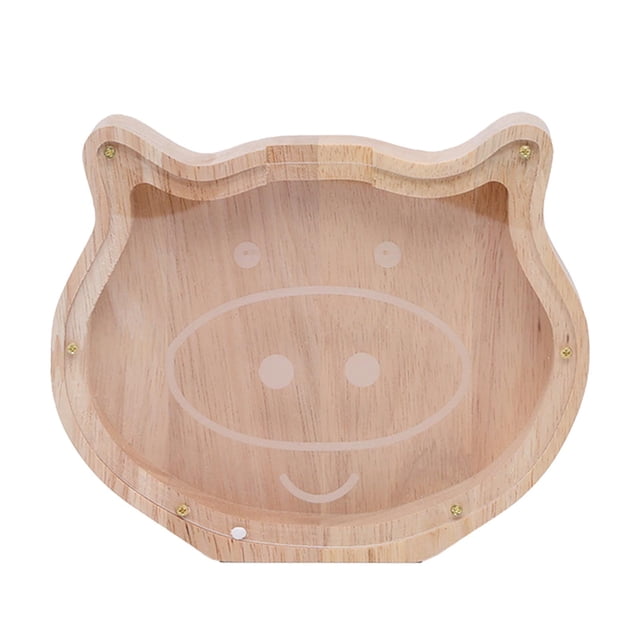 Fiudx Hucha de Madera con Forma de Animal, Hecha de Madera de Haya, Ventana de Acrílico Transparente, Diseño Ecológico, Decoración Elegante para El Hogar o El Escritorio, Regalo Perfecto para Cualqui