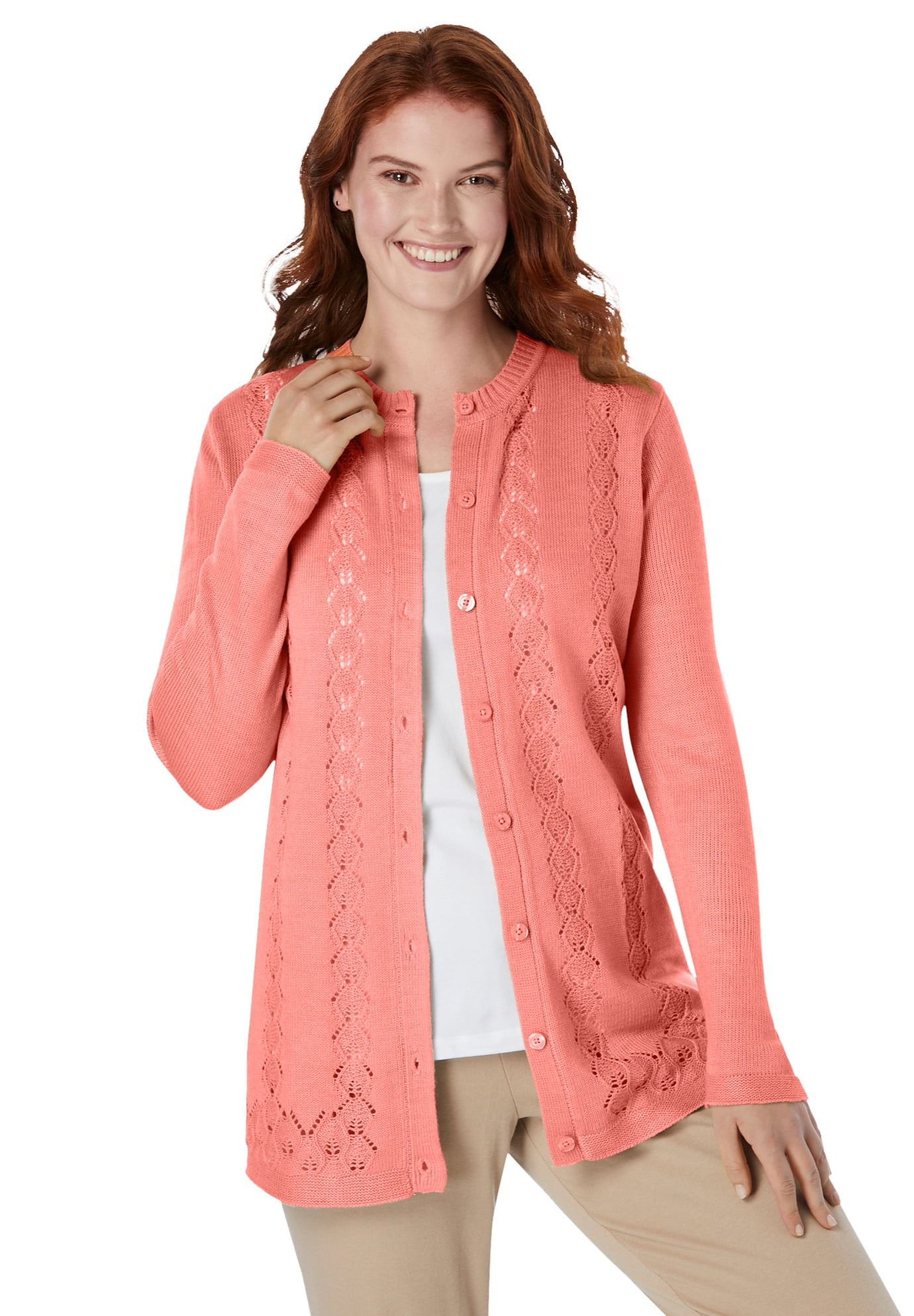 PINK ROSE Womens Long Sleeve Sweater Cardigan with Pockets