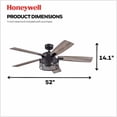 thumbnail image 3 of Honeywell Carnegie Ceiling Fan, Quiet Motor and Remote Control, 52", Matte Black, 3 of 12