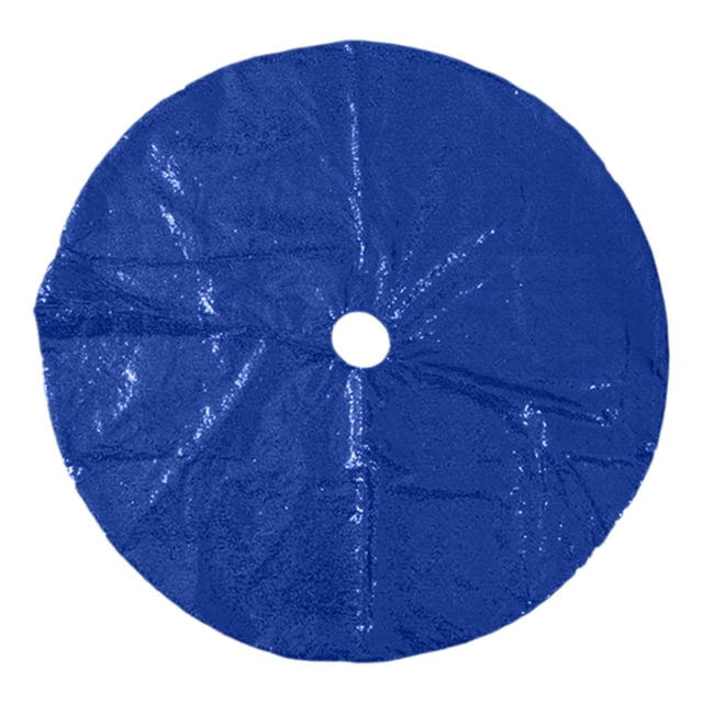 Blue 54Cm Sequins Christmas Tree Skirt, Sparkling Circular Tree Mat For Xmas Decor, Festive Floor Protection For Living Room