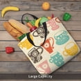 thumbnail image 6 of Naloa Vintage Cup Tote Bag for Women, Foldable Tote Bag With Zipper, Large Shoulder Bag, Top Handle Handbag for Travel, Work, Shopping, 6 of 9