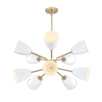 Designers Fountain Biba 28.5 inch 10-Light Brushed Gold Modern Chandelier with Ice Mist Metal Shades, D300M-10CH-BG