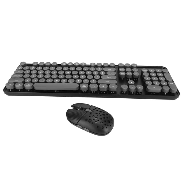 Combinación De Teclado Inalámbrico, Pequeño Teclado Inalámbrico De Rebote Y Mouse Con Rosa De Tapa Redonda De Punk Puro Puro