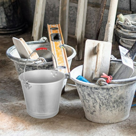 OFFIGAM Heavy Duty Metal Pail Bucket, Aluminum, Utility Bucket for Home, Garden, and Outdoor Use, 1 Piece