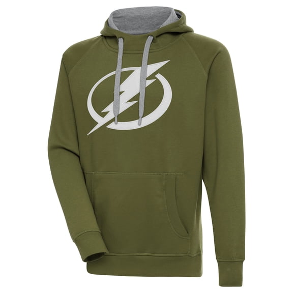 Men's Antigua Olive Tampa Bay Lightning Victory Pullover Hoodie
