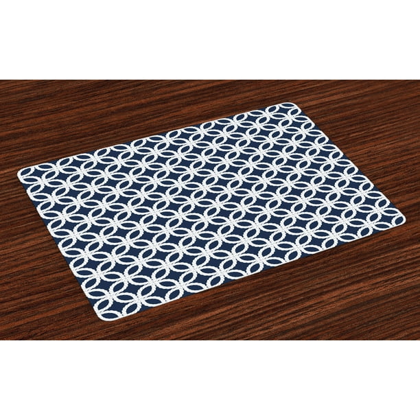 Navy Placemats Set of 4 Woven Marine Life Inspired Ropes in Square