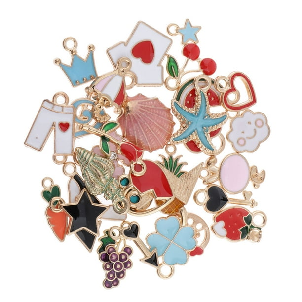 30 piezas de abalorios de , suministros para manualidades, colgantes, abalorios, colgantes para manualidades, hallazgos de joyería, Yuyangstore Colgante de esmalte Joyería de bricolaje