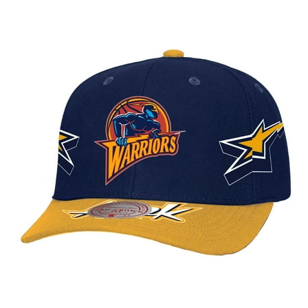Men's-Mitchell & Ness Navy/Gold Golden State Warriors AS2K Stars Pro Crown Adjustable Hat