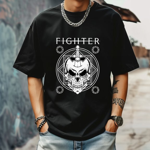 Men's T Shirt Round Neck Patterned Tee Summer New Sports Shirt Vintage Style Gift for Friends XS
