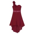 thumbnail image 3 of HULIJA Flower Girls Dress Junior Bridesmaid Dress Applique Ruched One-Shoulder Pageant Wedding Party Burgundy 16, 3 of 6