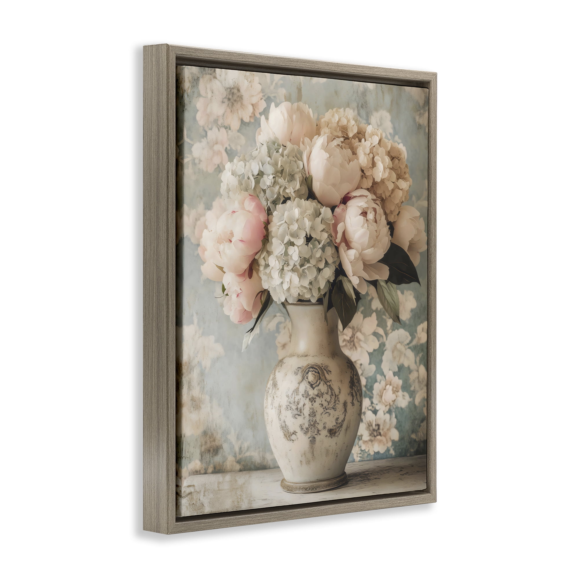 Stupell Industries Delightful Arrangement of Flowers Brown Framed Floater Canvas Wall Art, design by Creative Studio