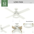thumbnail image 3 of Hunter 52 inch Indoor Ceiling Fan with LED Light and Pull Chain - Standard Mount White Ceiling Fan, 4 Blades, For Bedroom, Living Room, or Kitchen, Quiet - Loki 54151, Fresh White, 3 of 5