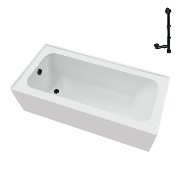 Streamline NAL-5640-ORB 60 in. x 30 in. Acrylic Left-Hand Drain Alcove Bathtub in Glossy White With External Drain in Matte Oil Rubbed Bronze
