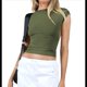 thumbnail image 1 of Camiseta Ajustada Sin Espalda para Mujer, de Corta, Cuello Redondo, Informal, de Verano, Estilo Y2K Verde XS, 1 of 7