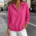thumbnail image 3 of Maplenight Casaul Sweatshirt for Women Collared Snap-Button Long Sleeve Pullover Ribbed Cuffs Loose Fit Fall Sweatshirts, 3 of 6