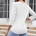 thumbnail image 4 of Fouhkni 3/4 Sleeve T Shirts for Women V Neck Half Button Loose Basic Tunic Tops Summer Solid Color Blouses, 4 of 6