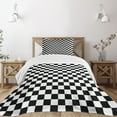 thumbnail image 3 of Ambesonne Checkers Game Quilted Bedspread Set 2 Pcs, Classic Game Board, Twin Size, Black White, 3 of 6