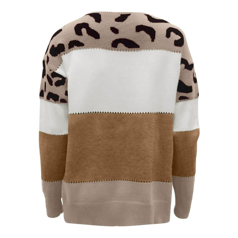 Knit Sweater Leopard Print Pullover Sweater Women Sweater Leopard