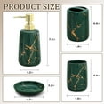 thumbnail image 2 of CERBIOR 4 Piece Christmas Green Marble-Pattern Ceramic Bathroom Accessories Set, Includes Soap Dish, Hand Soap Dispenser, Toothbrush Holder, and Water Cup, 2 of 7