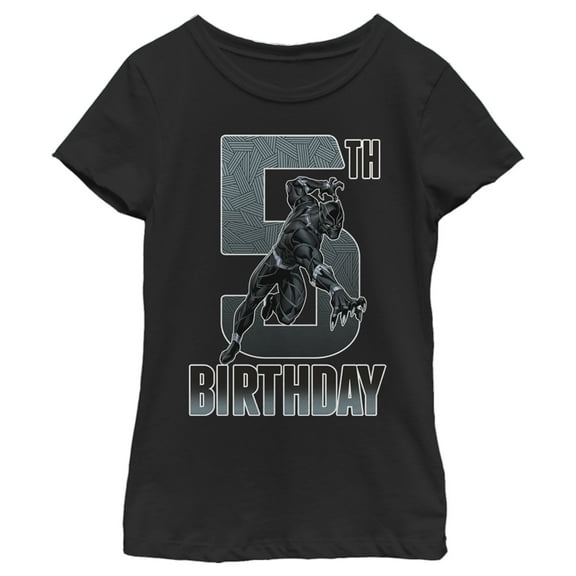 Girl's Marvel Black Panther Action Pose 5th Birthday  Graphic Tee Black X Small