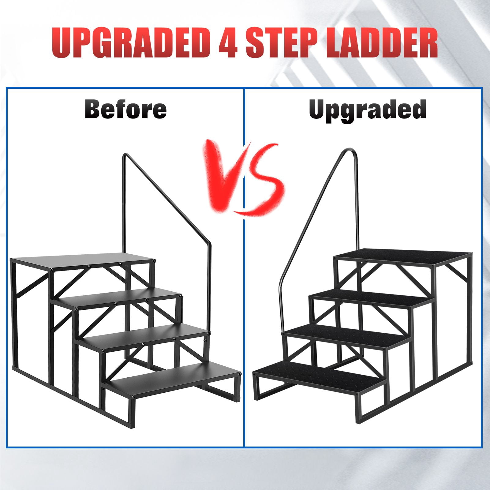 Hot Tub Steps Outdoor, RV Steps with Handrail, Portable RV Stairs 2/3/4/5 Step, Heavy Duty Truck Camper Steps Ladders for Travel Trailers, 5th Wheel, Motor Home, Spa, and Porch