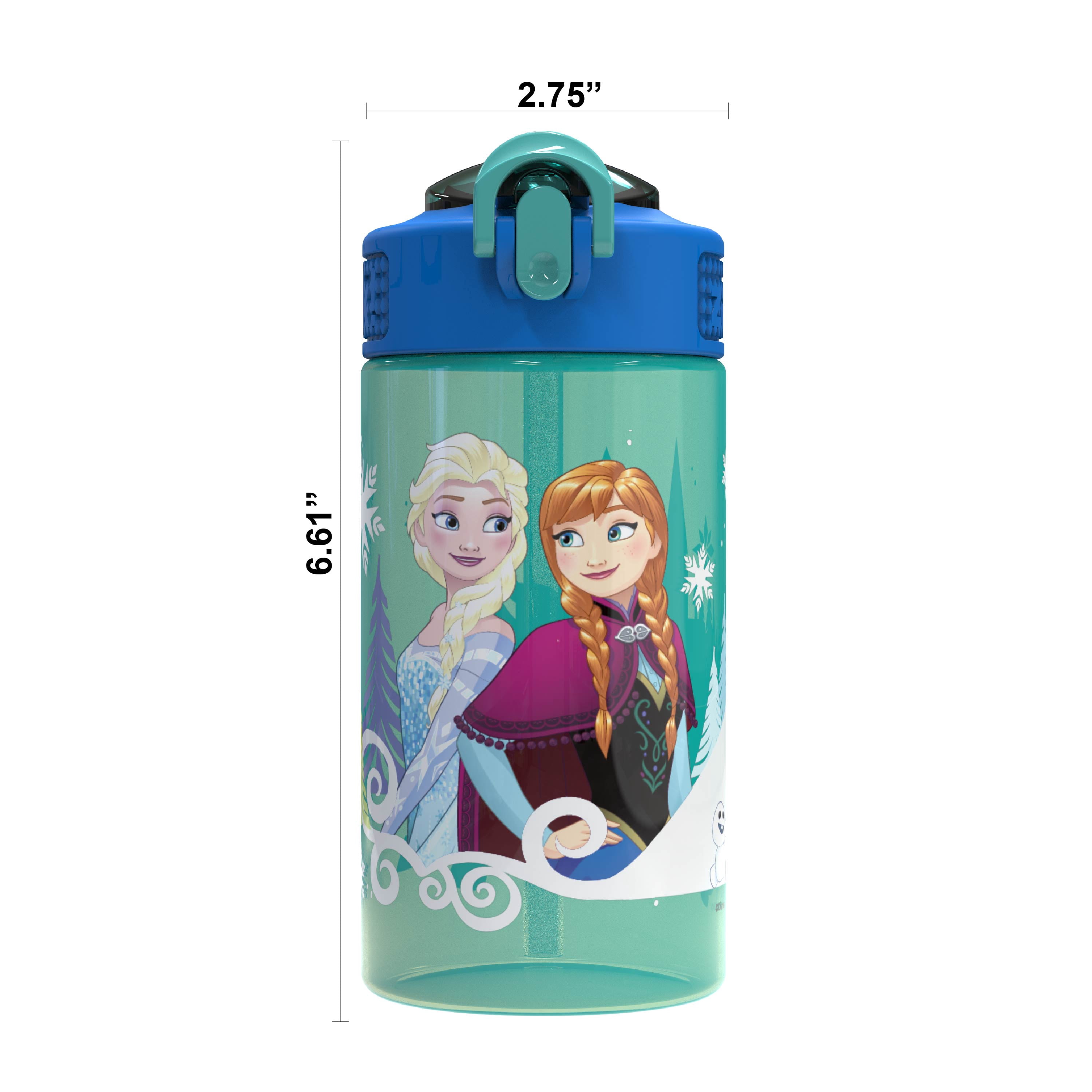 Zak Designs Good to Go! 16 oz Green and Blue Plastic Water Bottle with Straw and Flip-Top Lid