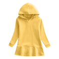 thumbnail image 4 of Lullu Girls Fall Hoodie Dress Long Sleeve Ruffle Hooded Sweatshirt Dress, Yellow, Sizes 3-8, 4 of 5