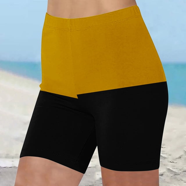 Gspmoly Short pour Femme, Short d'Été Taille Haute pour Femme Short d'Été Décontracté Extensible Short de Sport Short de Randonnée pour Femme jusqu'à 60 % de Rabais Jaune m