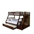 thumbnail image 2 of Miekor Furniture Transitional Style Twin Over Full Bunk Bed With Rails And Lock Joint Structure Built In Drawers And Accessible Steps Slat Kit Included Espresso Finish Trundle Include MK5317, 2 of 10