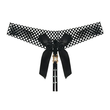 

HAOTAGS Sexy Women Thongs Ladies Underwear Hollow Stretch Low Waist Bikini Panties G-string Brief Black Size Free Size