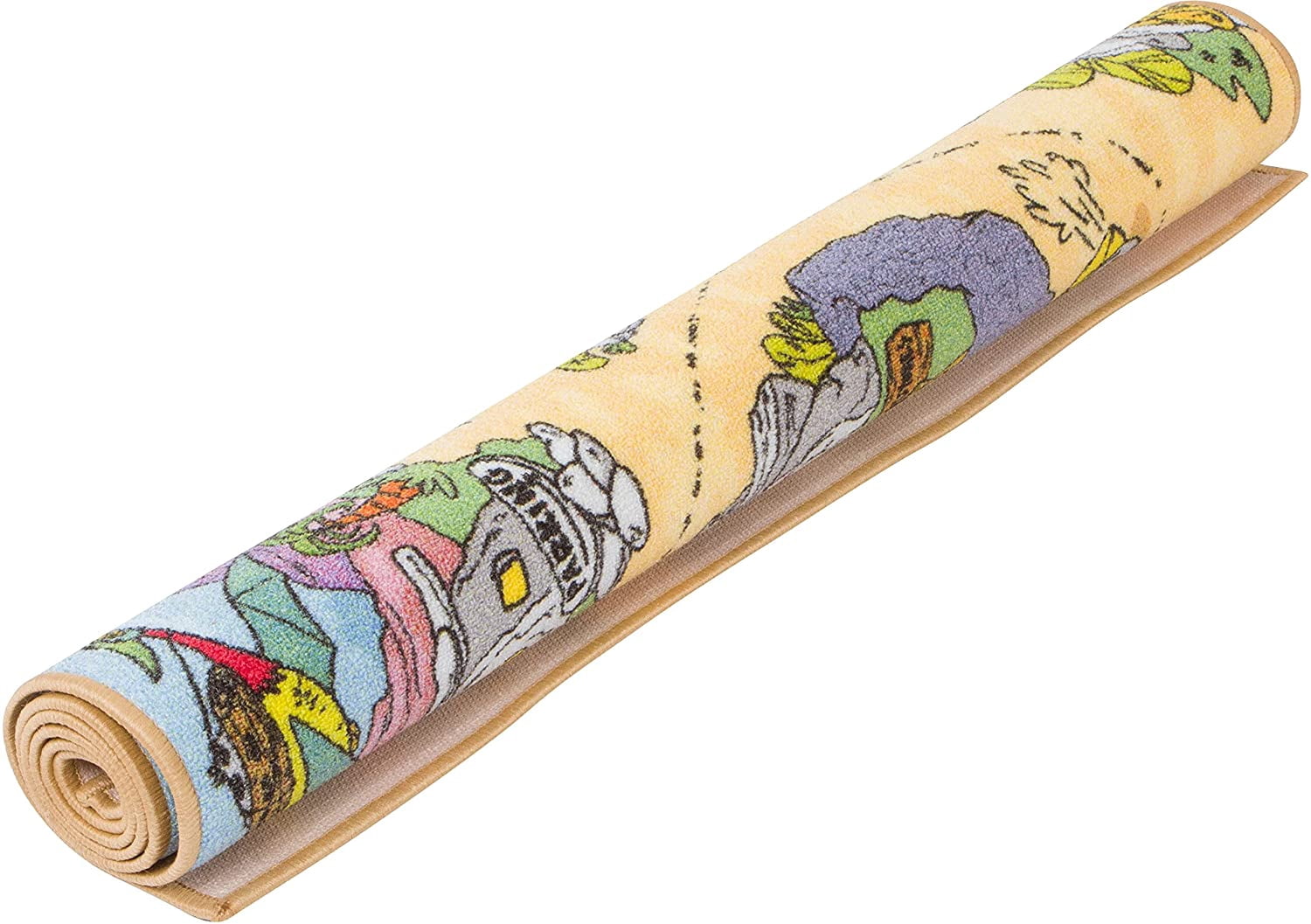 KC Cubs | Flintstones Bedrock Road Map Educational Learning & Game Area Rug Carpet for Kids and Children Bedrooms and Playroom