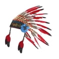 thumbnail image 1 of Tocado indio nativo americano ajustable para fiestas temáticas, para hombres y mujeres Rojo, 1 of 8