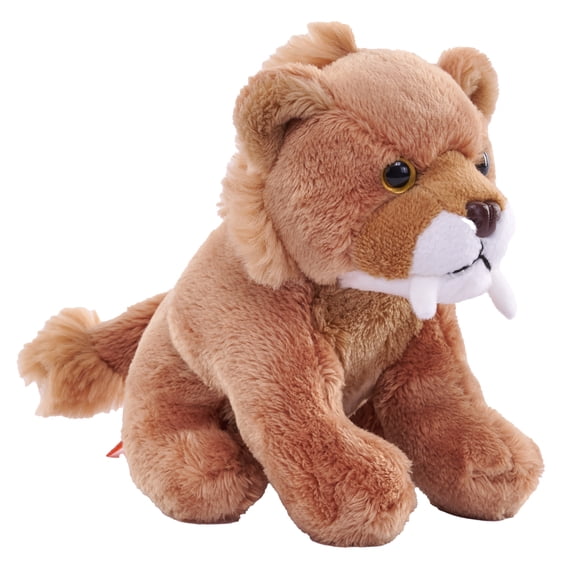 Wild Republic Pocketkins Eco Smilodon, Stuffed Animal, 5 Inches, Plush Toy, Made from Recycled Materials, Eco Friendly