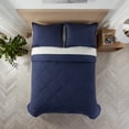 thumbnail image 2 of Serta Supersoft Cooling Bed Set, 7 Piece Reversible Bedding Comforter and Solid Sheet Set, King, Peacoat Navy, 2 of 5