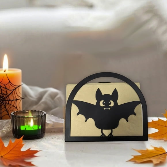 Decoraciones de Halloween, adornos de Halloween, regalos de Halloween: servilleteros de metal negro, portarrollos de papel de cocina, cafetería, restaurante, comedor. Decoración de Halloween: serville