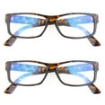 thumbnail image 3 of EYE ZOOM 2 Pack Extra Wide Fashion Plastic Blue Light Blocking and Anti UV Reading Glasses, Tortoise Brown +3.00, 3 of 6