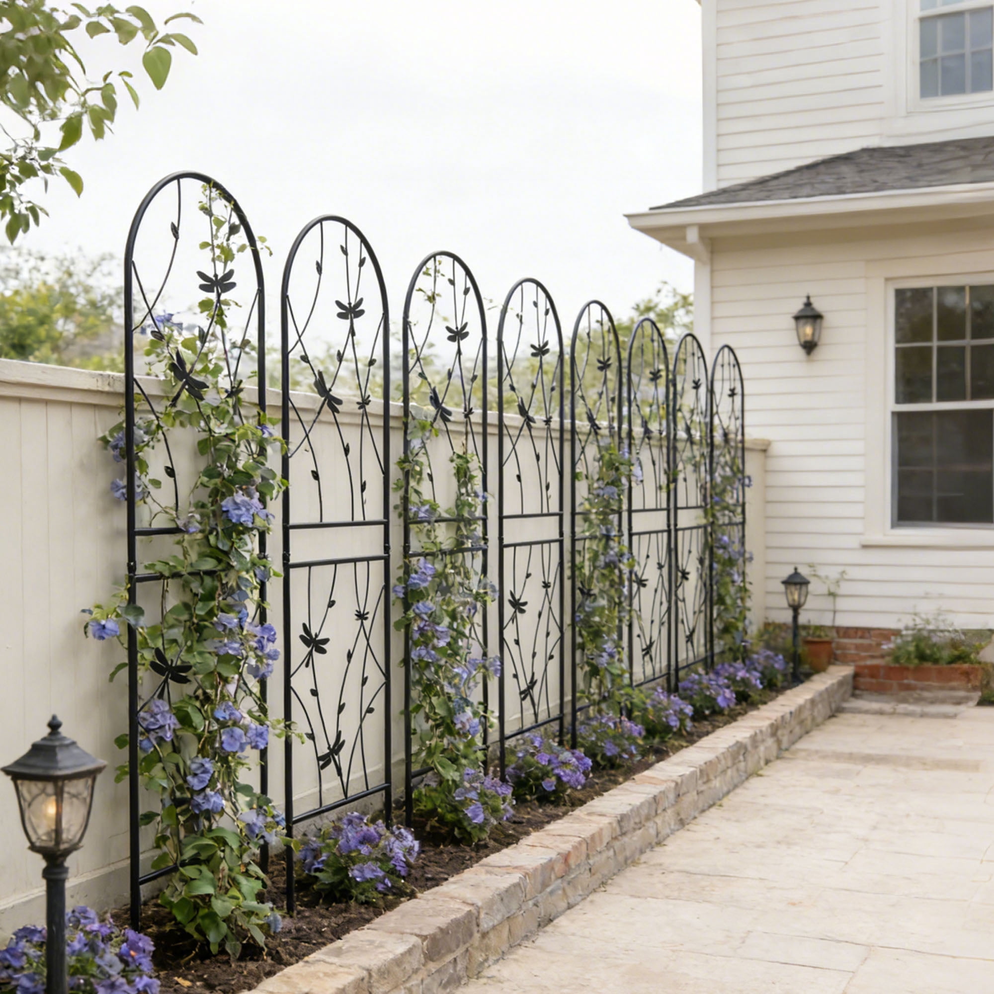 2 Pack 71" H Large Garden Trellis，Heavy Duty Rustproof Black Iron Plant Trellis for Potted Plant Support Metal Climbing Rose Trellis