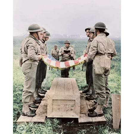 A military funeral for soldiers who lost their lives in action against the Japanese during World War II Poster Print by Stocktrek (Best Military Technology In The World)