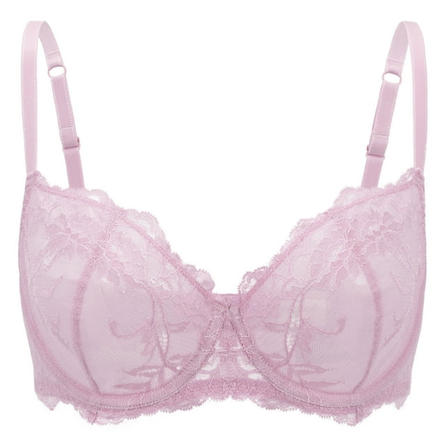 Wingslove Soutien-Gorge Balconnet en Dentelle Transparente Non Rembourré avec Armatures pour Femmes