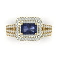 thumbnail image 2 of Clara Pucci 14K Yellow Gold Emerald Cut 1Ct Simulated Blue Sapphire Engagement Ring + Matching Band - Luxury Box Included, 2 of 7